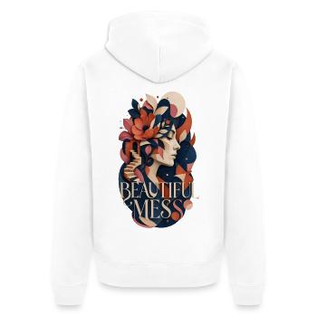 Beautiful Mess – Modern Art Collage - Unisex Premium Organic Zip Hoodie - white - Back - Thijin (182cm)
