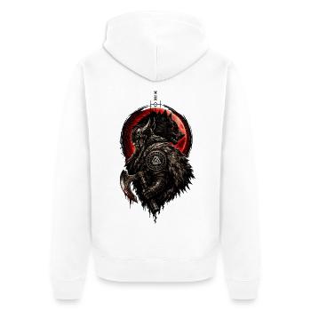 Seigneur de guerre viking loup-garou - Veste à capuche bio Premium Unisexe - blanc - Dos - Thijin (182cm)