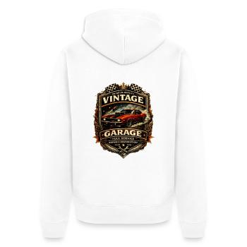 Blason vintage de garage - Veste à capuche bio Premium Unisexe - blanc - Dos - Thijin (182cm)