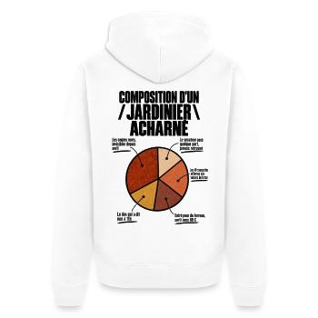 Composition d’un jardinier acharné - humour - Veste à capuche bio Premium Unisexe - blanc - Dos - Thijin (182cm)