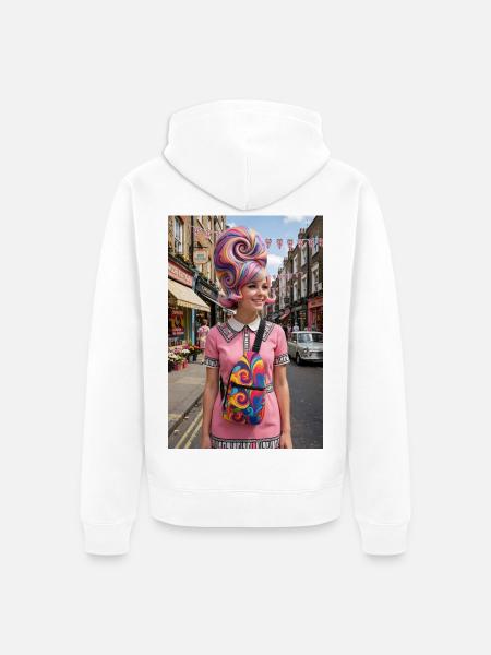 Psychedelisches Wirbelhaar-Ensemble - Unisex Premium Bio Zip Hoodie - Weiß