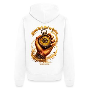 Giving up is not an Option/Motivation Compass - Unisex Premium Bio Zip Hoodie - Weiß - Hinten - Thijin (182cm)