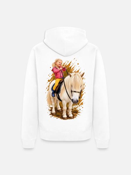 Felina auf weißem Pferd - Unisex Premium Bio Zip Hoodie - Weiß