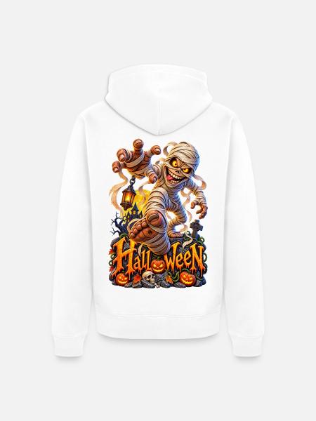 Lustige Halloween-Mumie - Unisex Premium Bio Zip Hoodie - Weiß