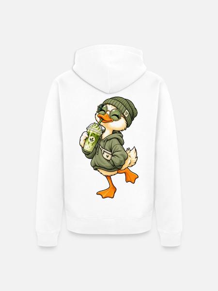 Süße Ente mit Matcha Latte - Unisex Premium Bio Zip Hoodie - Weiß