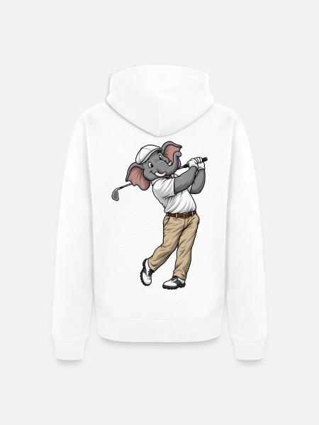 Elefant beim Golf - Unisex Premium Bio Zip Hoodie - Weiß