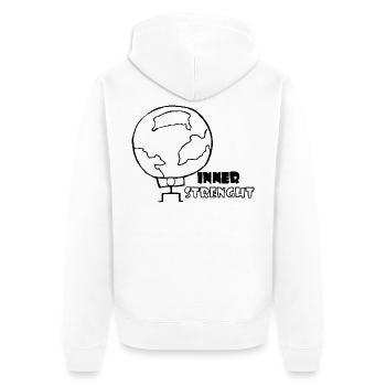 inner strength - Unisex Premium Bio Zip Hoodie - Weiß - Hinten - Thijin (182cm)
