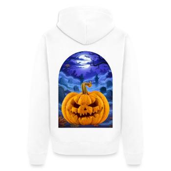 Halloween Pumpkin - Unisex Premium Bio Zip Hoodie - Weiß - Hinten - Thijin (182cm)