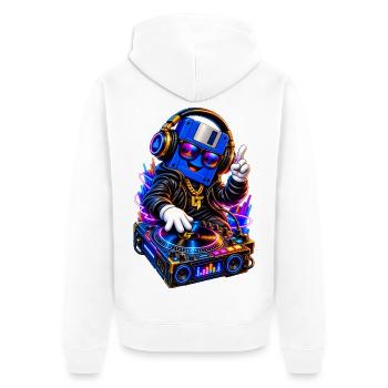 90er Retro DJ Diskette - Unisex Premium Bio Zip Hoodie - Weiß - Hinten - Thijin (182cm)