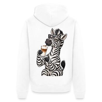 Zebra mit Latte Macchiato - Unisex Premium Bio Zip Hoodie - Weiß - Hinten - Thijin (182cm)