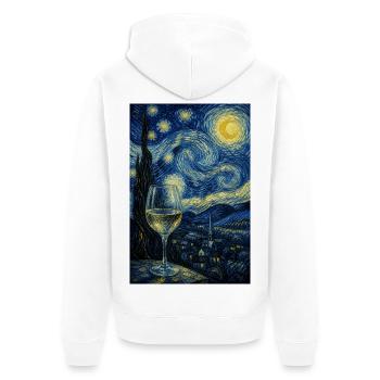 Wein unter dem Sternenhimmel Weinliebhaber Kunst - Unisex Premium Bio Zip Hoodie - Weiß - Hinten - Thijin (182cm)