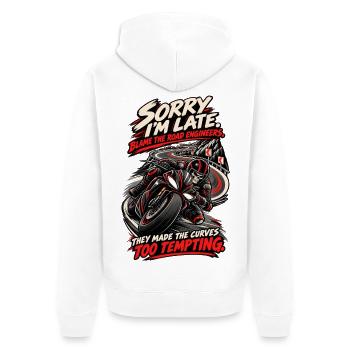 Entschuldigung, dass ich zu spät bin – lustiger Biker Curves Skull Motorcyc - Unisex Premium Bio Zip Hoodie - Weiß - Hinten - Thijin (182cm)