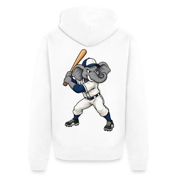 Elefant beim Baseball - Unisex Premium Bio Zip Hoodie - Weiß - Hinten - Thijin (182cm)