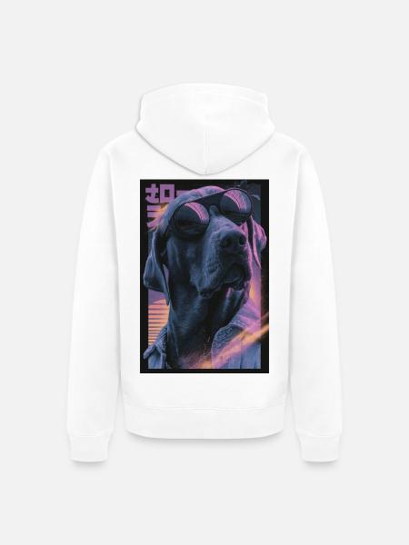Neon-Vaporwave Hund - Unisex Premium Bio Zip Hoodie - Weiß