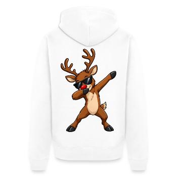 Rentier Dab Dance – Lustiges Weihnachtsmotiv - Unisex Premium Bio Zip Hoodie - Weiß - Hinten - Thijin (182cm)