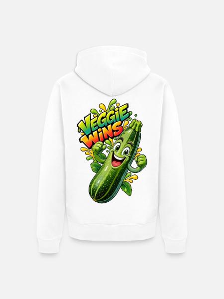 Zucchini Held Veggie Wins - Unisex Premium Bio Zip Hoodie - Weiß