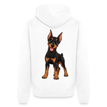 Dobermann Kawaii Style – Süßer eleganter Hund - Unisex Premium Bio Zip Hoodie - Weiß - Hinten - Thijin (182cm)