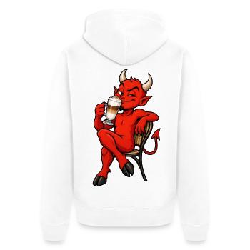 Teufel mit Latte Macchiato – Kaffee & Humor - Unisex Premium Bio Zip Hoodie - Weiß - Hinten - Thijin (182cm)