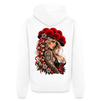 Alpine Queen – Wilde Schwarzwald Schönheit - Unisex Premium Bio Zip Hoodie - Weiß - Hinten - Thijin (182cm)