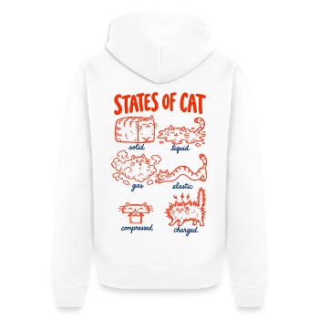Katzenphysik – Zustände der Katze - Unisex Premium Bio Zip Hoodie - Weiß - Hinten - Thijin (182cm)
