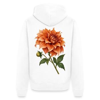 Kupfer-Dahlia am Ende des Sommers - Unisex Premium Bio Zip Hoodie - Weiß - Hinten - Thijin (182cm)