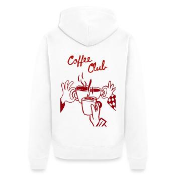 Coffee Club – Kaffeeliebe verbindet | Retro Kaffee - Unisex Premium Bio Zip Hoodie - Weiß - Hinten - Thijin (182cm)