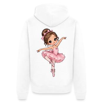 Ballerina Kawaii Style – Süßes Tanzmotiv - Unisex Premium Bio Zip Hoodie - Weiß - Hinten - Thijin (182cm)