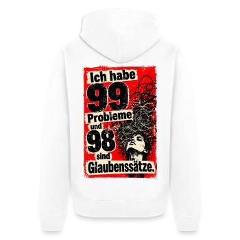 Ich habe 99 Probleme und 98 sind Glaubenssätze. - Unisex Premium Bio Zip Hoodie - Weiß - Hinten - Thijin (182cm)