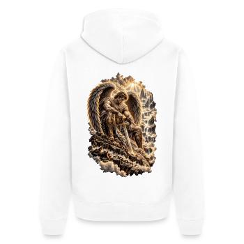 EP Warrior Angel – Glaube und innere Stärke - Unisex Premium Bio Zip Hoodie - Weiß - Hinten - Thijin (182cm)