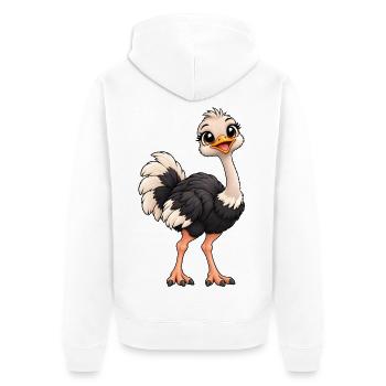 Vogelstrauß Kawaii Style – Süßer Laufvogel - Unisex Premium Bio Zip Hoodie - Weiß - Hinten - Thijin (182cm)