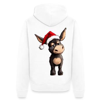 Esel Weihnachten - Unisex Premium Bio Zip Hoodie - Weiß - Hinten - Thijin (182cm)