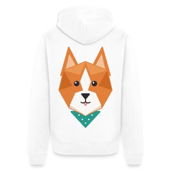 Geometrischer Fuchs - Unisex Premium Bio Zip Hoodie - Weiß - Hinten - Thijin (182cm)