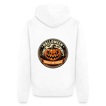 Halloween Kürbis Trick or Treat Sticker - Unisex Premium Bio Zip Hoodie - Weiß - Hinten - Thijin (182cm)