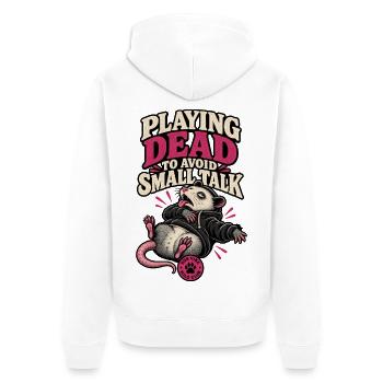 RobVibe Wild Club – Dead Opossum spielen - Unisex Premium Bio Zip Hoodie - Weiß - Hinten - Thijin (182cm)