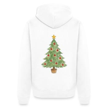 Weihnachtsbaum im Topf mit roten Ornamenten - Unisex Premium Bio Zip Hoodie - Weiß - Hinten - Thijin (182cm)