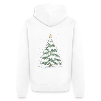 Schneebedeckter Weihnachtsbaum mit goldenem Stern - Unisex Premium Bio Zip Hoodie - Weiß - Hinten - Thijin (182cm)