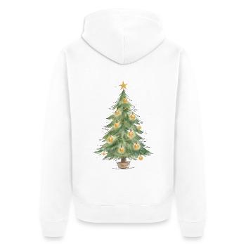 Eleganter Weihnachtsbaum mit goldenen Ornamenten - Unisex Premium Bio Zip Hoodie - Weiß - Hinten - Thijin (182cm)