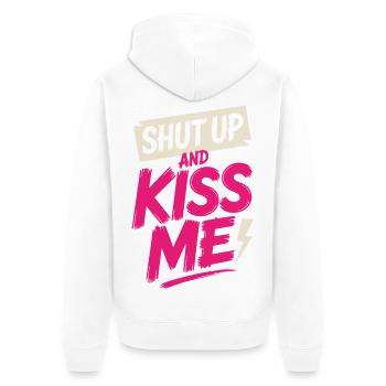 Shut Up And Kiss Me Küss Mich Einfach Valentinstag - Unisex Premium Bio Zip Hoodie - Weiß - Hinten - Thijin (182cm)