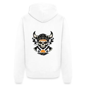 Viking Schädel mit Feueruntergang - Unisex Premium Bio Zip Hoodie - Weiß - Hinten - Thijin (182cm)