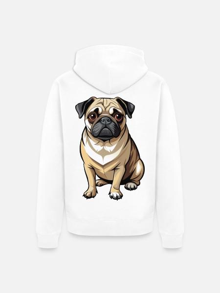 Mopshund-Sitten - Unisex Premium Bio Zip Hoodie - Weiß