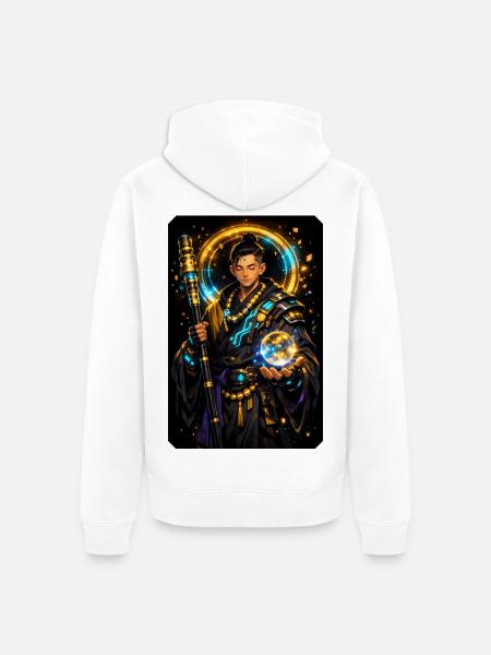 Himmlischer Mönch in Neon Arcana - Unisex Premium Bio Zip Hoodie - Weiß