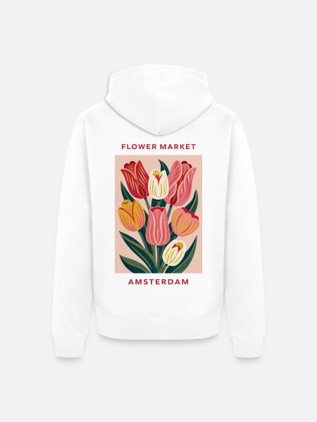Amsterdam - Flower market - Unisex Premium Bio Zip Hoodie - Weiß