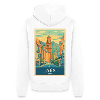 Jaén Spanien – Altstadt, Berge & Kathedrale - Unisex Premium Bio Zip Hoodie - Weiß - Hinten - Thijin (182cm)