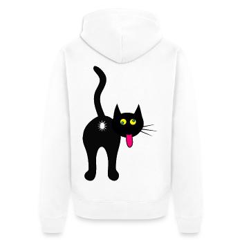 Katze von hinten, coole Katze, schwarze Katze - Unisex Premium Bio Zip Hoodie - Weiß - Hinten - Thijin (182cm)