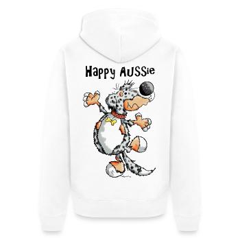 Arian der Australian Shepherd - Unisex Premium Bio Zip Hoodie - Weiß - Hinten - Thijin (182cm)