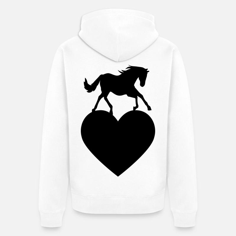 Pferd mit Herz - Unisex Premium Bio Zip Hoodie - Weiß