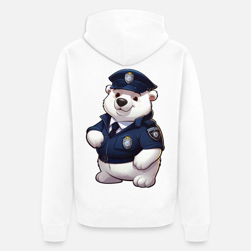 Polizei Eisbärin - Unisex Premium Bio Zip Hoodie - Weiß