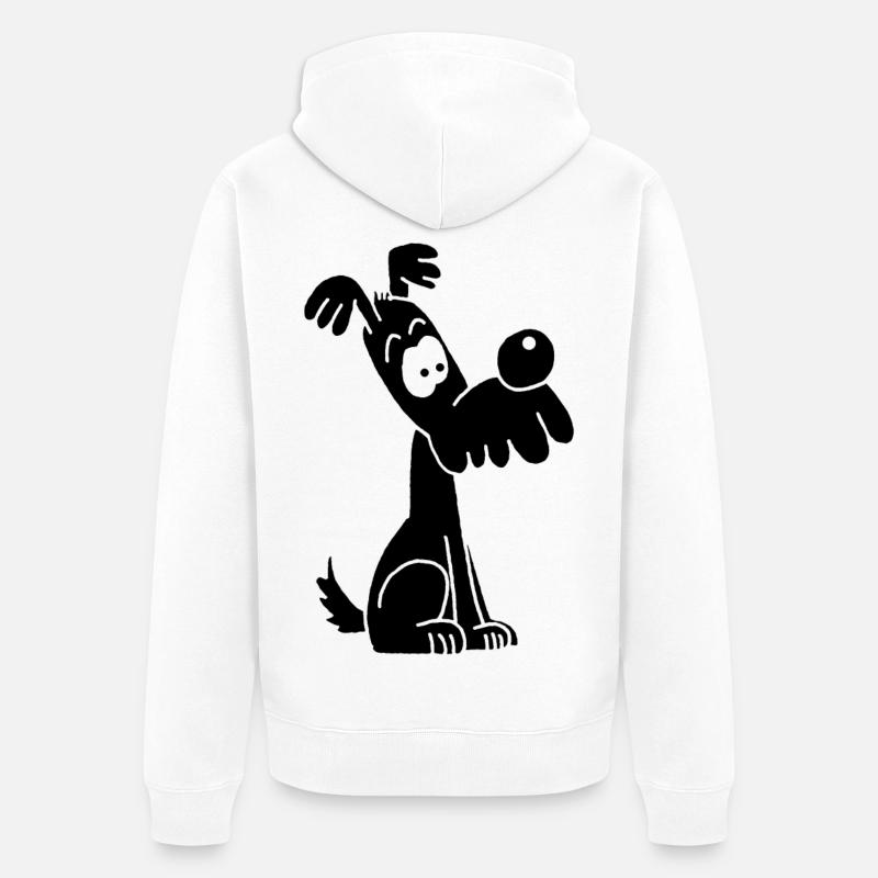 Chien noir rigolo et mignon - Veste à capuche bio Premium Unisexe - blanc