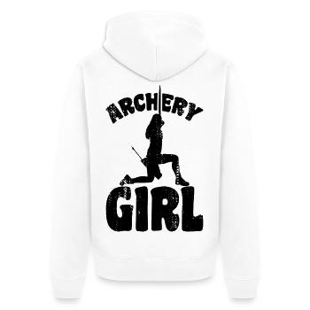 Archery Girls - Unisex Premium Organic Zip Hoodie - white - Back - Thijin (182cm)