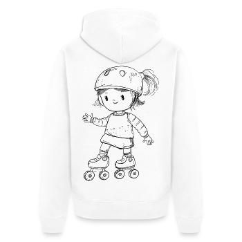 Rollschuhfahrerin Comic Look - Unisex Premium Bio Zip Hoodie - Weiß - Hinten - Thijin (182cm)